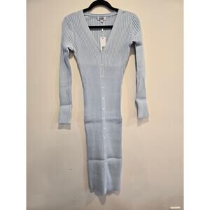 525 America Size Small Blue Ribbed Cardigan Dress NWT